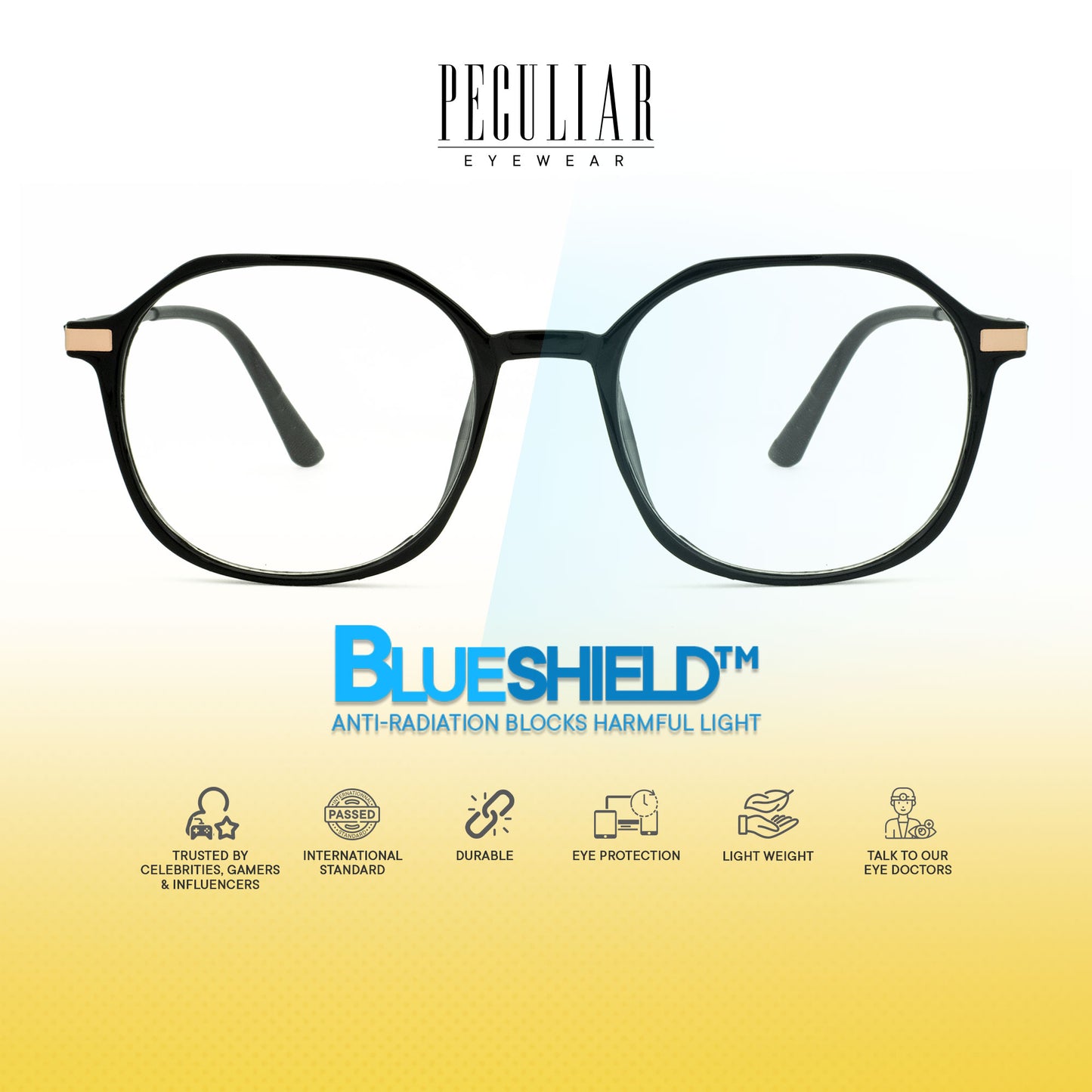 Peculiar Hajun Hexagon Frame Anti Radiation Glasses Anti Radiation Eyeglass for Woman Men