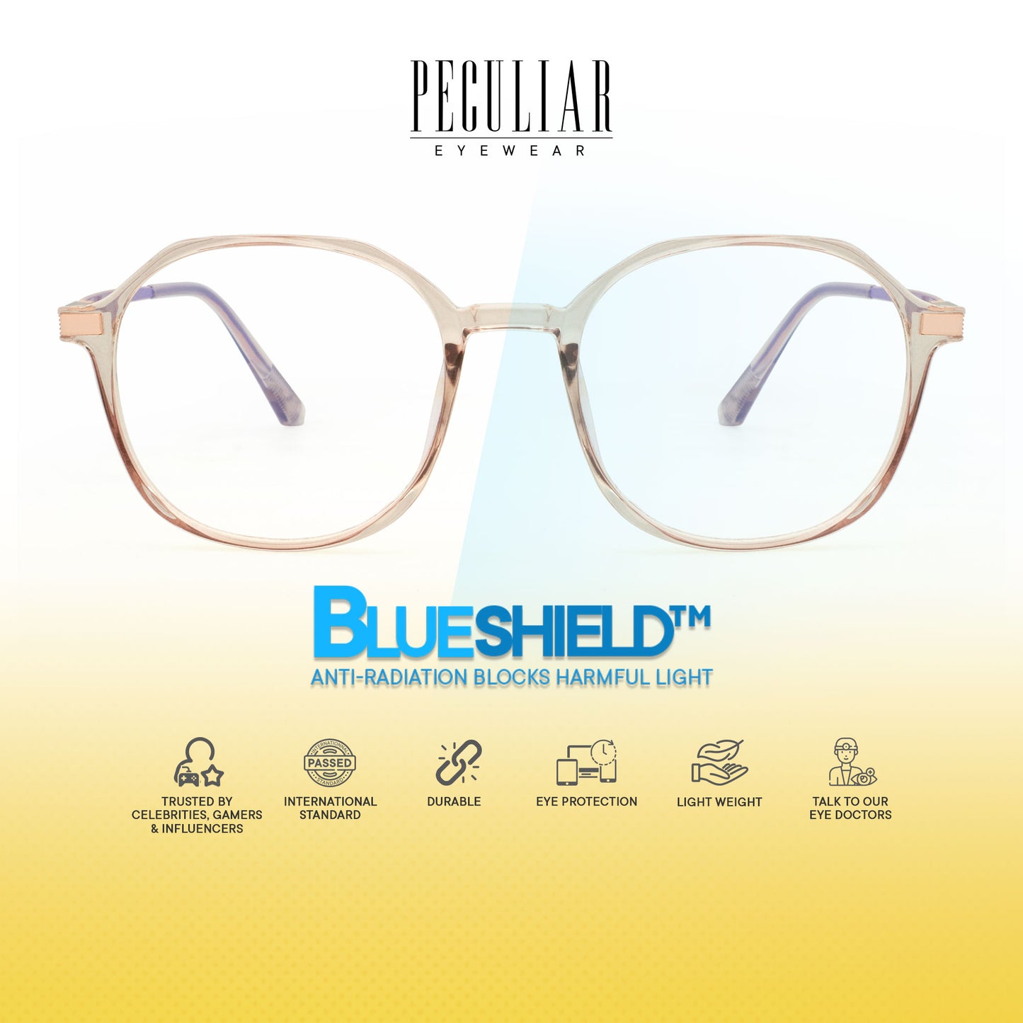 Peculiar Hajun Hexagon Frame Anti Radiation Glasses Anti Radiation Eyeglass for Woman Men