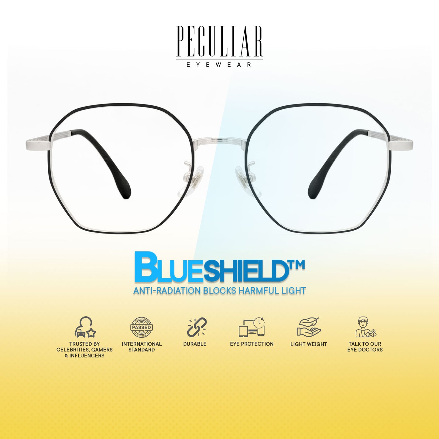 Peculiar Iseo Hexagon Frame Anti Radiation Glasses Anti Radiation Eyeglass for Woman Men