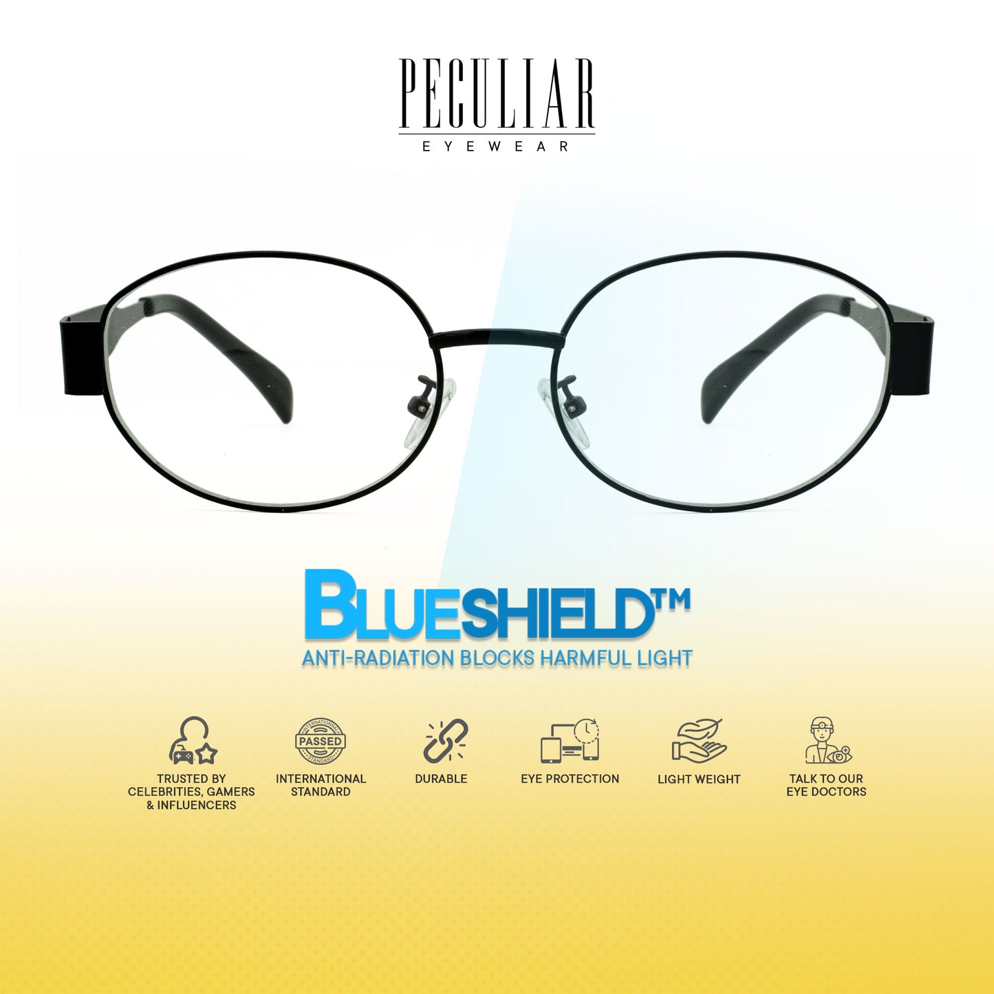 Peculiar Eunwoo Oval Frame Anti Radiation Glasses Anti Radiation Eyeglass for Woman Men