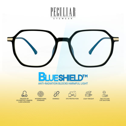 Peculiar Yua Hexagon Frame Anti Radiation Glasses Anti Radiation Eyeglass for Woman Men