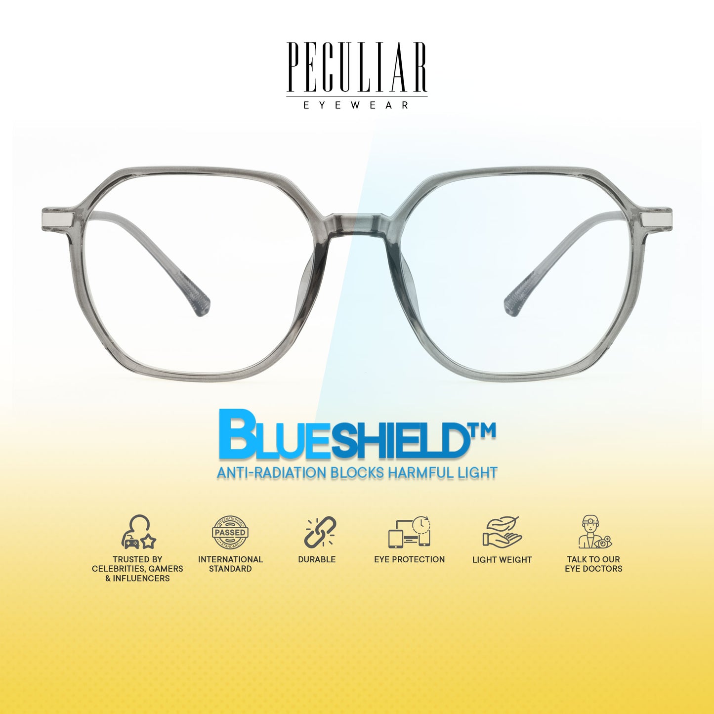 Peculiar Yua Hexagon Frame Anti Radiation Glasses Anti Radiation Eyeglass for Woman Men