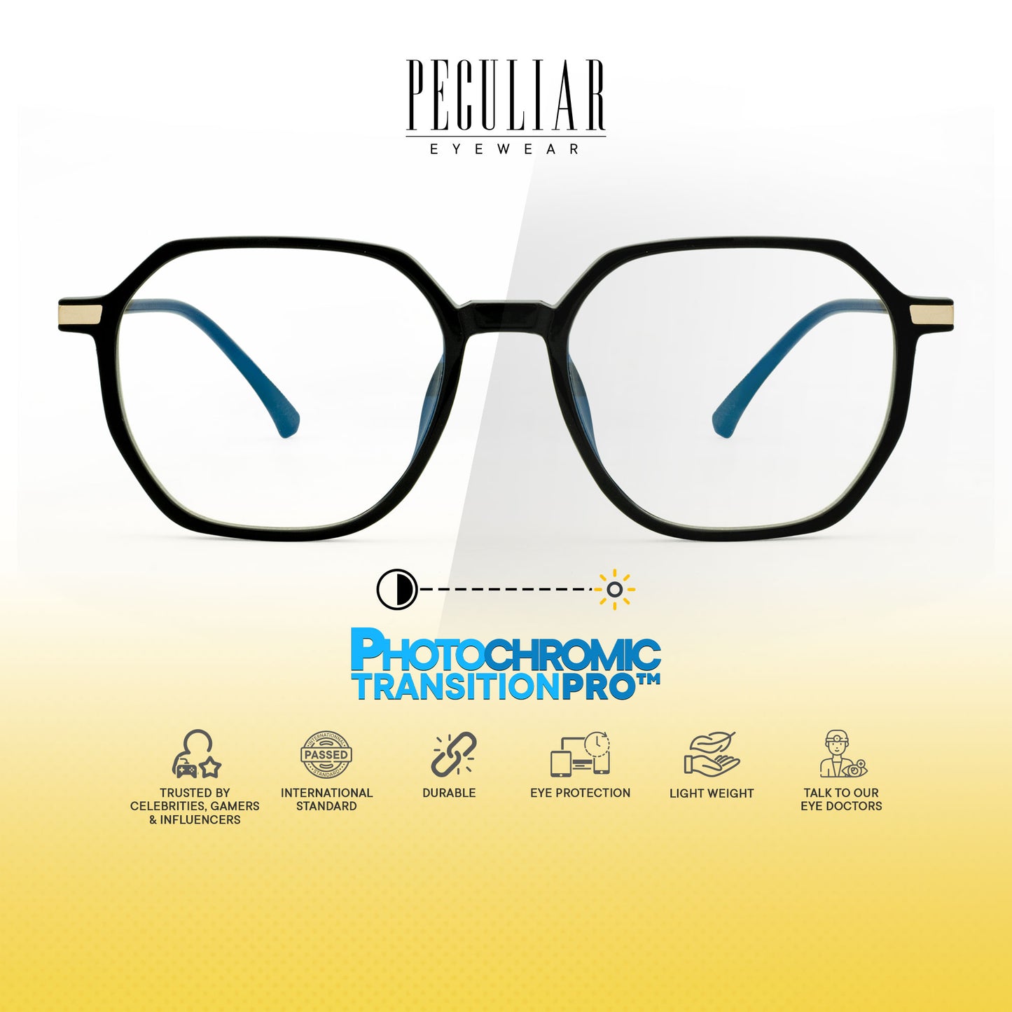 Peculiar Yua Hexagon Frame Anti Radiation Glasses Anti Radiation Eyeglass for Woman Men
