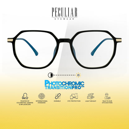 Peculiar Yua Hexagon Frame Anti Radiation Glasses Anti Radiation Eyeglass for Woman Men