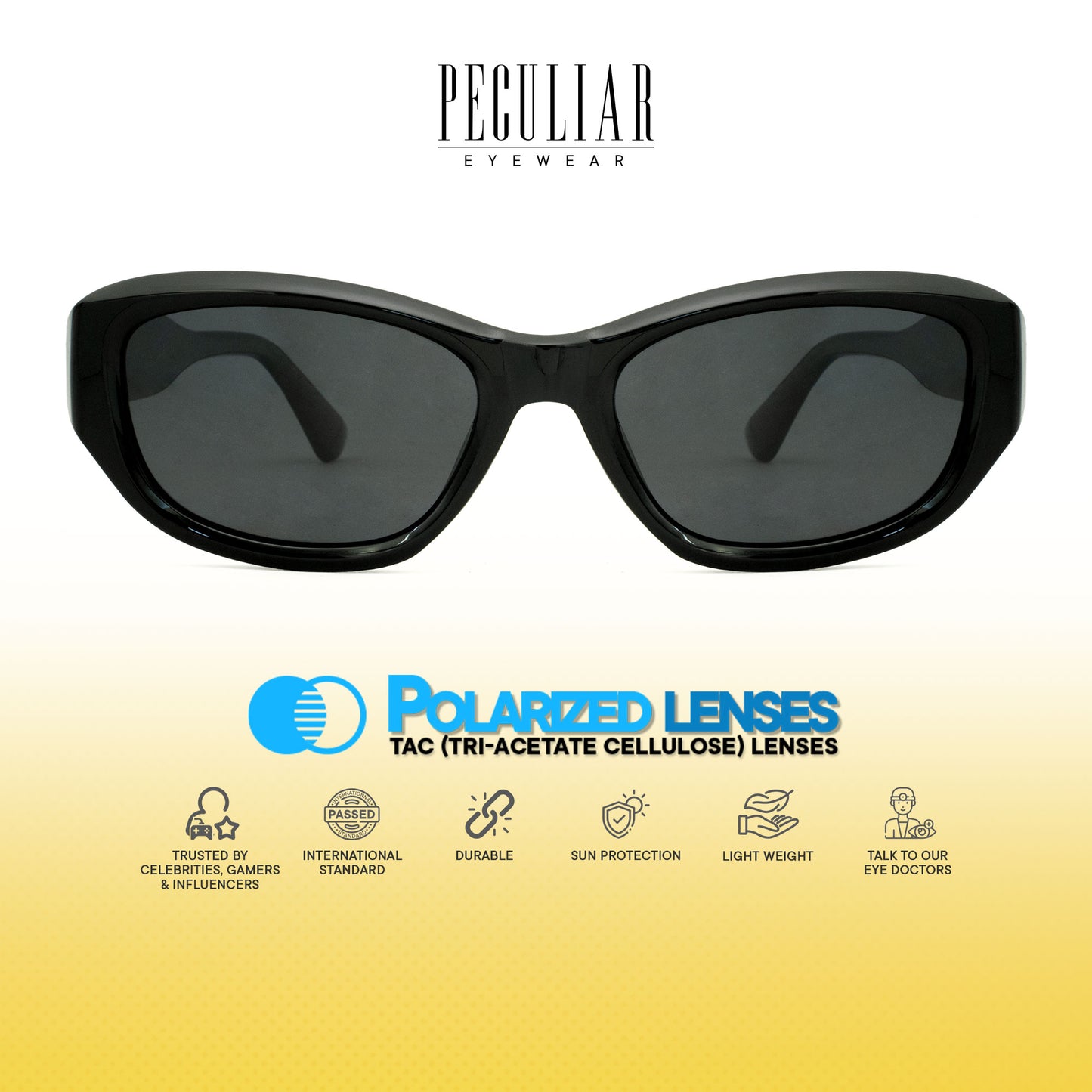 Peculiar Bami Cat Eye Sunglasses Polarized TAC UV400 & Anti-Rad Replaceable Frames for Men Women