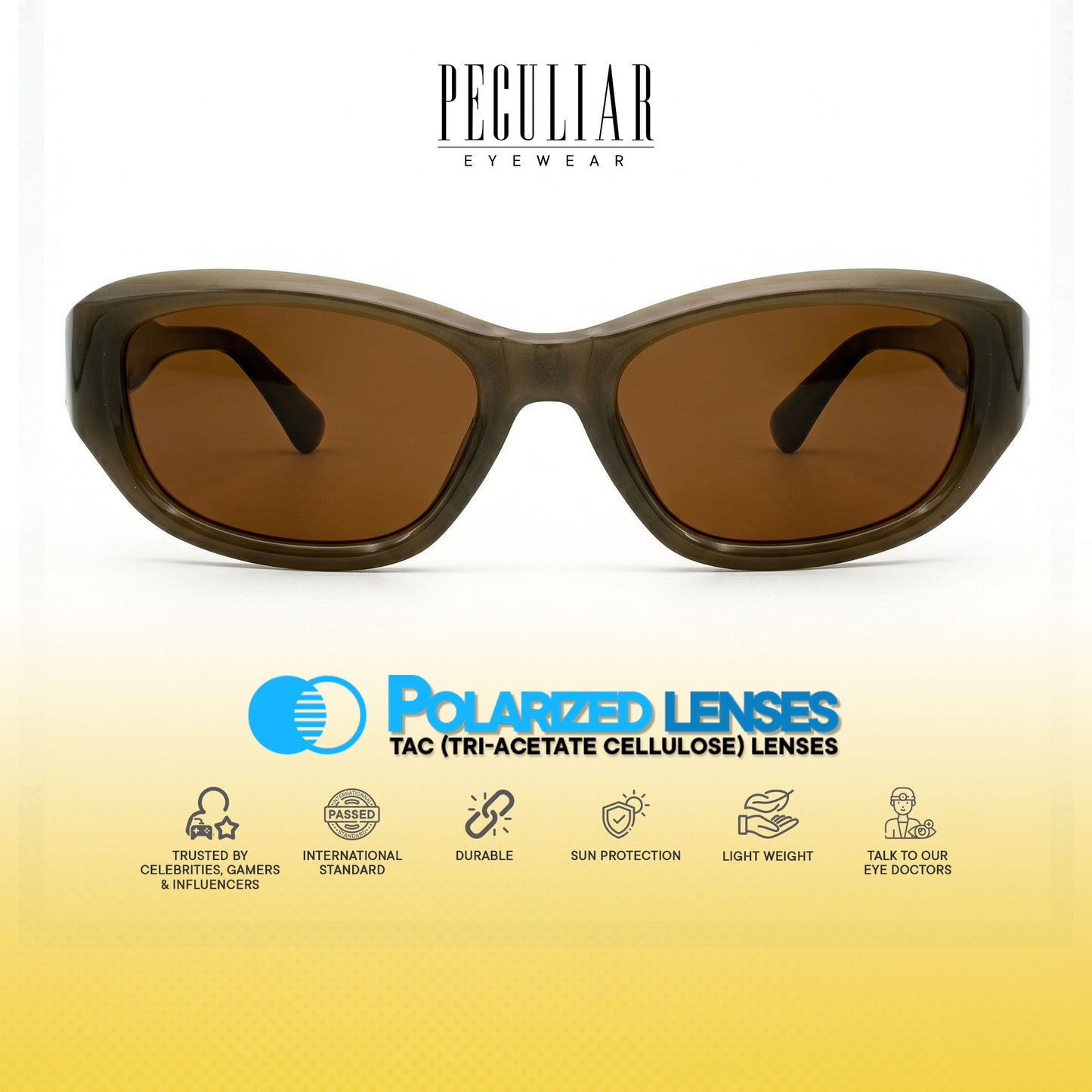 Peculiar Bami Cat Eye Sunglasses Polarized TAC UV400 & Anti-Rad Replaceable Frames for Men Women