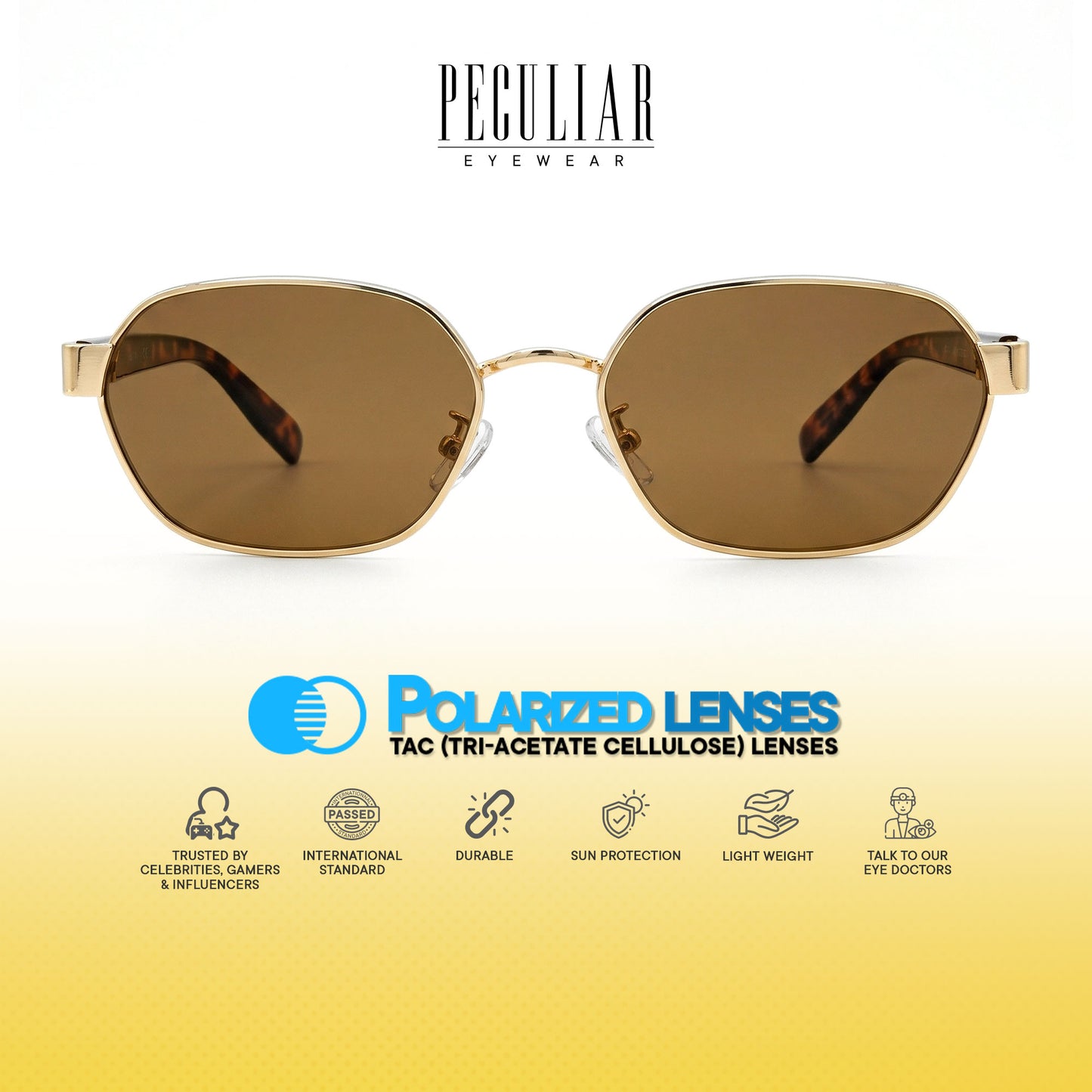 Peculiar Dana Hexagon Sunglasses Polarized TAC UV400 & Anti-Rad Replaceable Frames for Men Women