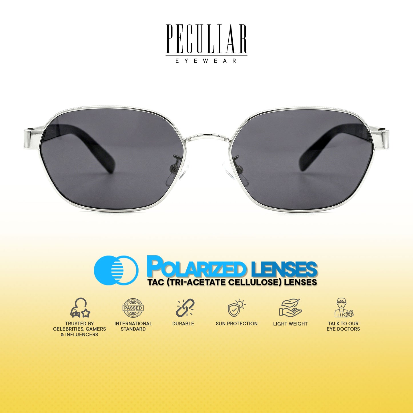 Peculiar Dana Hexagon Sunglasses Polarized TAC UV400 & Anti-Rad Replaceable Frames for Men Women