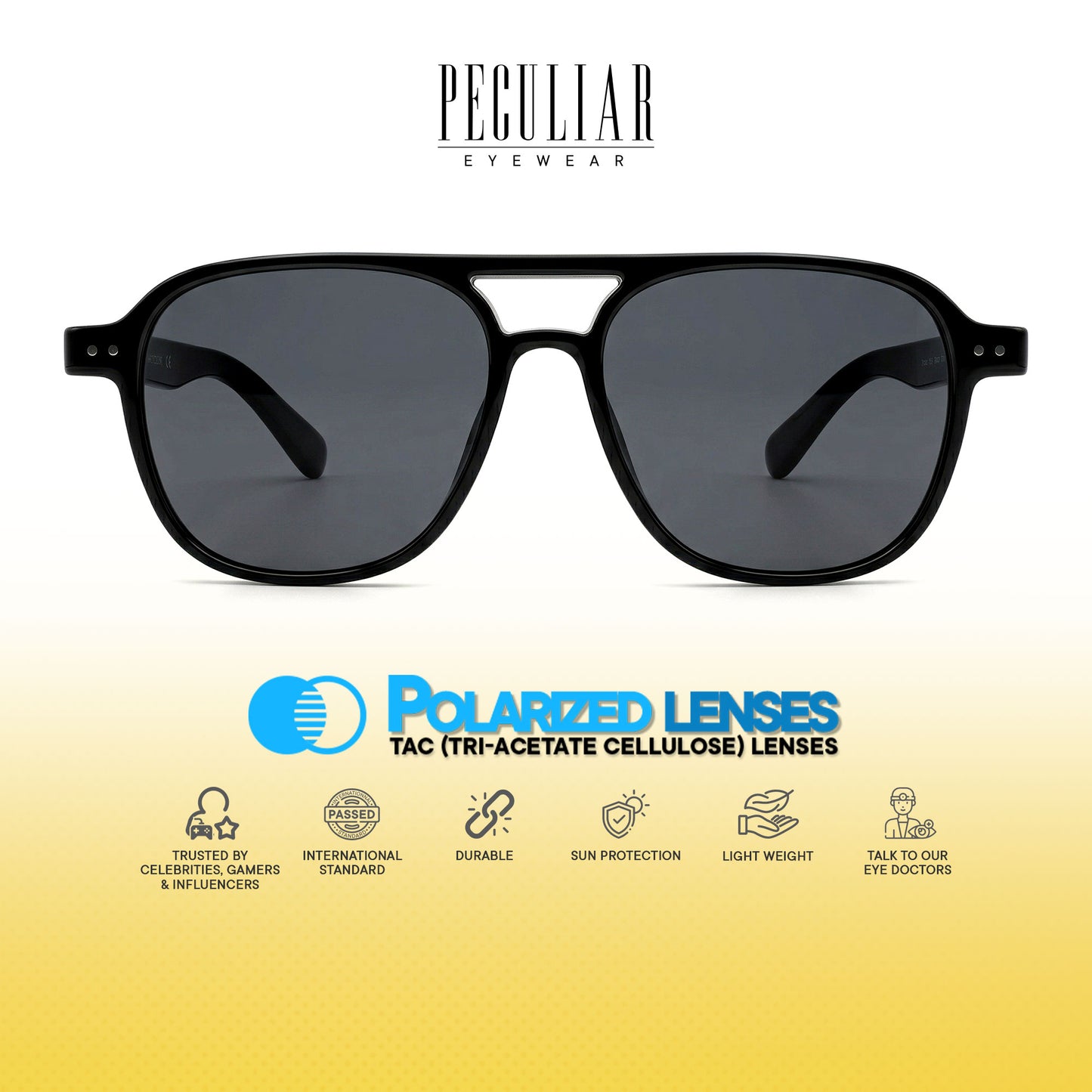 Peculiar Mei Aviator Sunglasses Polarized TAC UV400 & Anti-Rad Replaceable Frames for Men Women