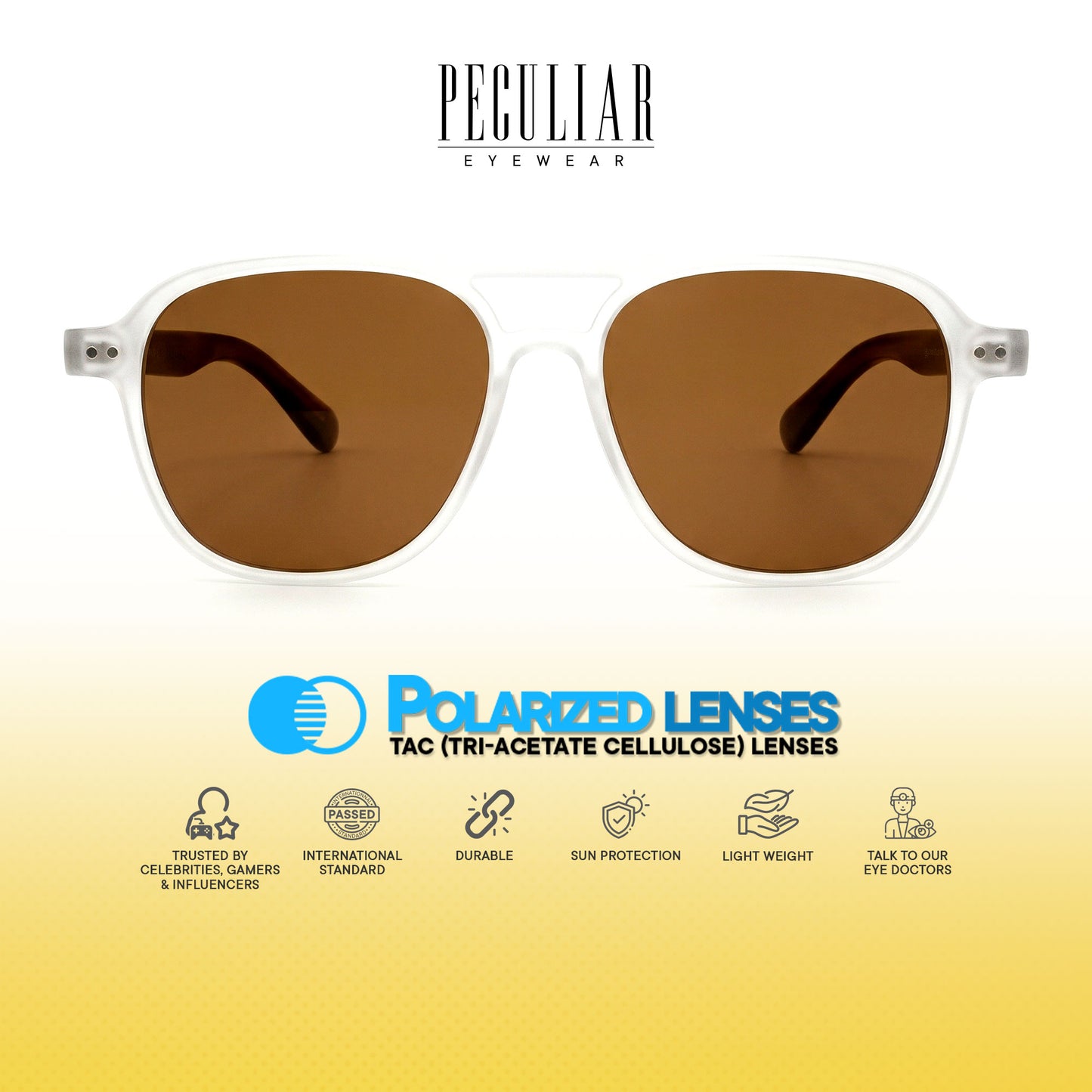 Peculiar Mei Aviator Sunglasses Polarized TAC UV400 & Anti-Rad Replaceable Frames for Men Women