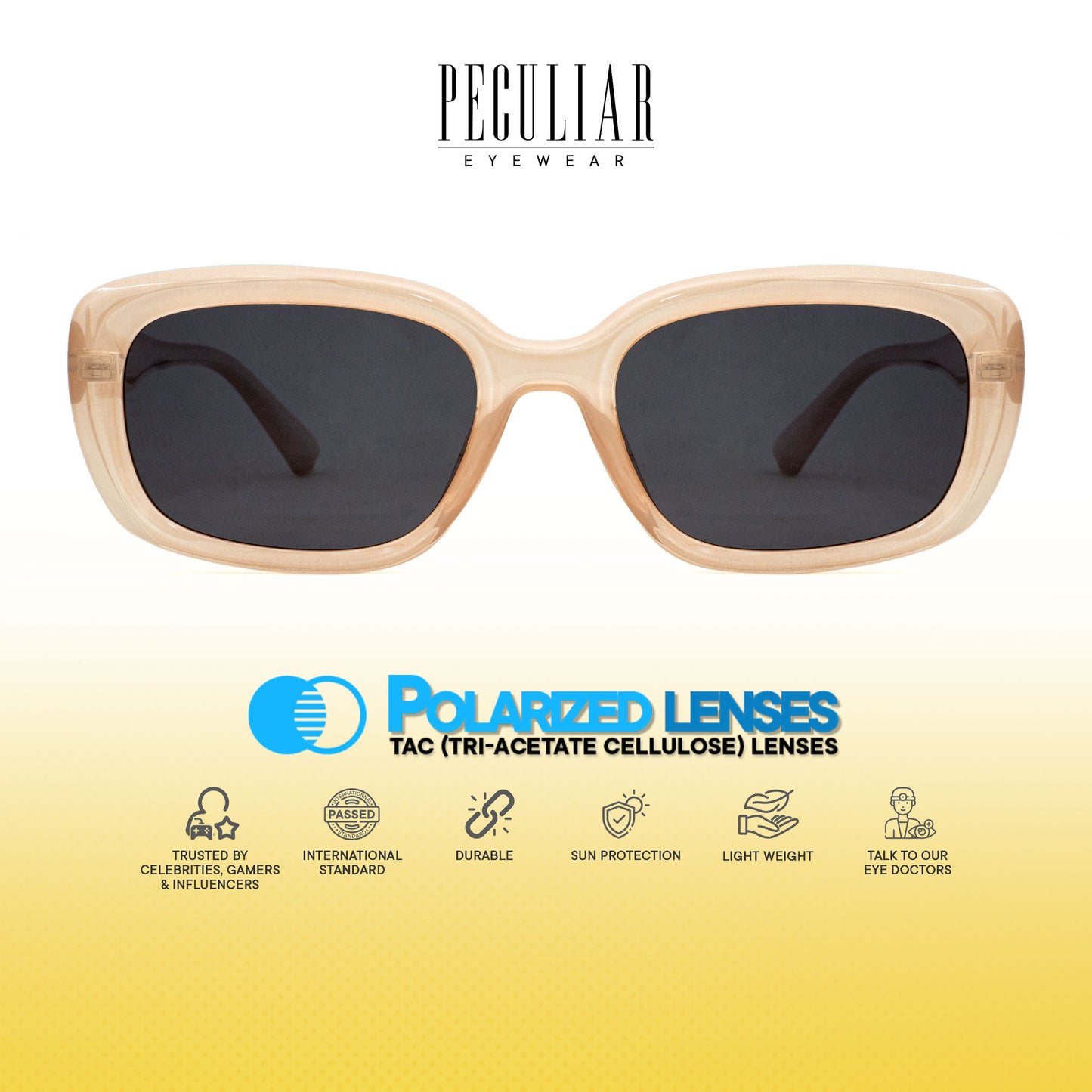 Peculiar Minji Cat Eye Sunglasses Polarized TAC UV400 & Anti-Rad Replaceable Frames for Men Women