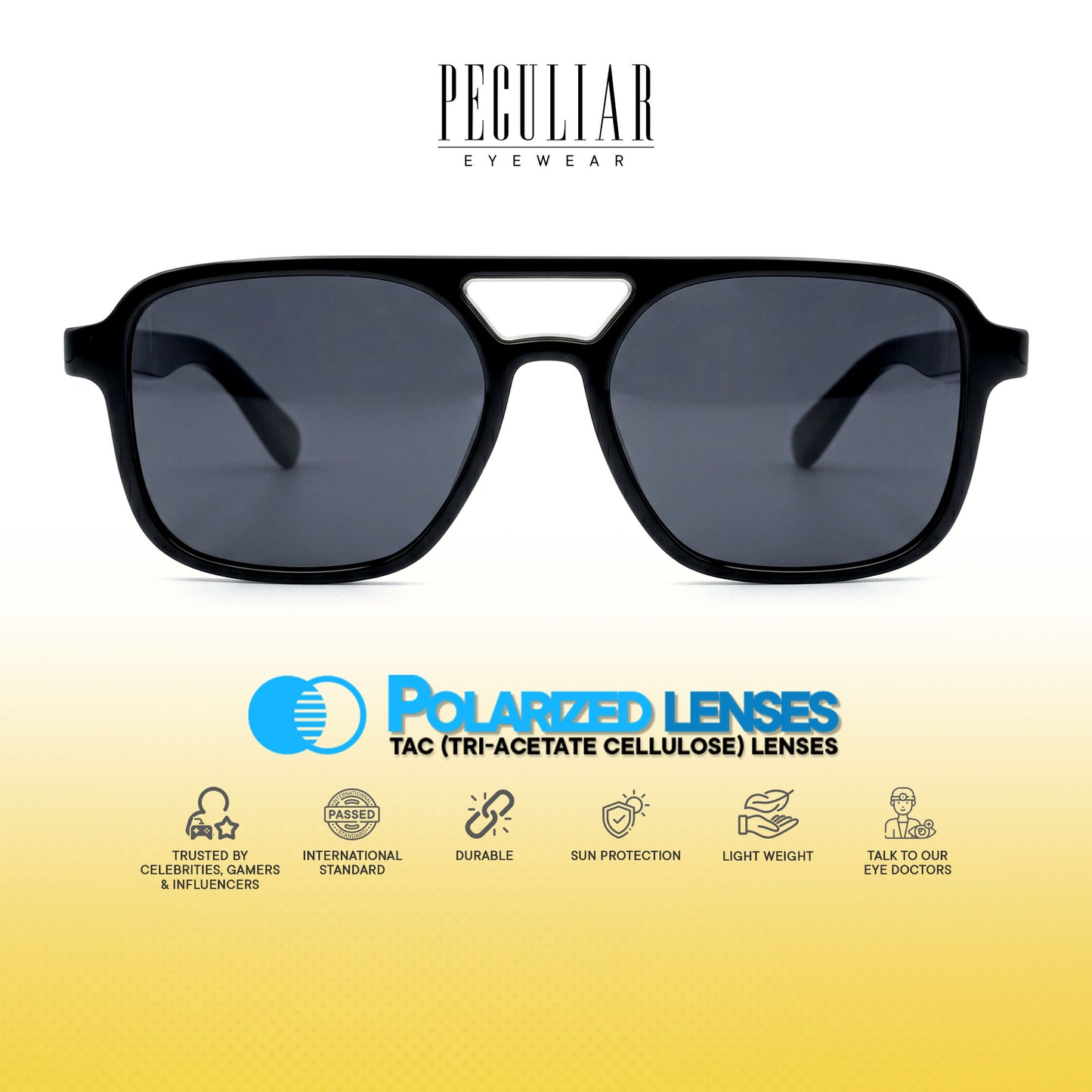 Peculiar Mio Aviator Sunglasses Polarized TAC UV400 & Anti-Rad Replaceable Frames for Men Women
