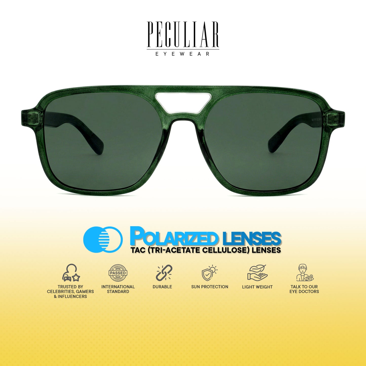 Peculiar Mio Aviator Sunglasses Polarized TAC UV400 & Anti-Rad Replaceable Frames for Men Women