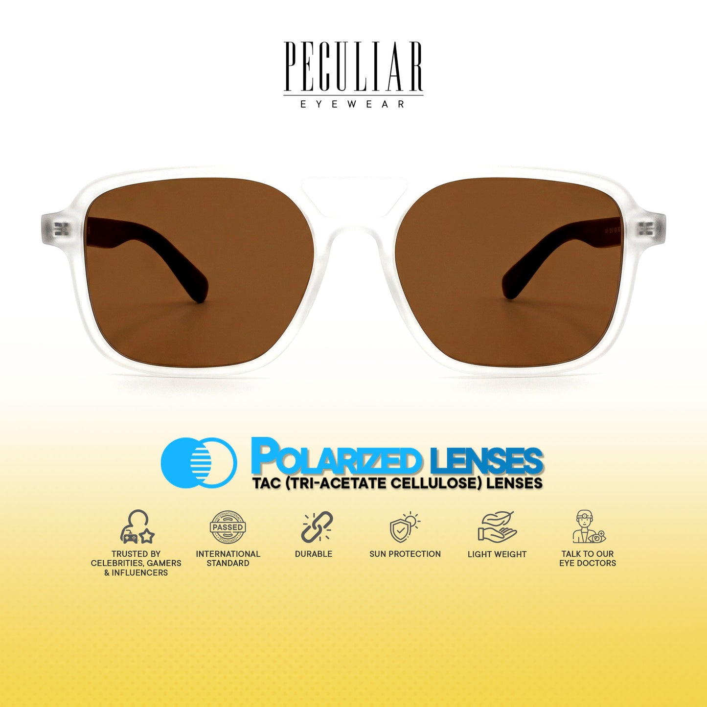 Peculiar Mio Aviator Sunglasses Polarized TAC UV400 & Anti-Rad Replaceable Frames for Men Women