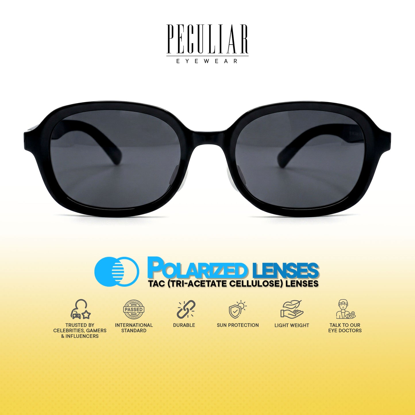 Peculiar Sena Oval Sunglasses Polarized TAC UV400 & Anti-Rad Replaceable Frames for Men Women