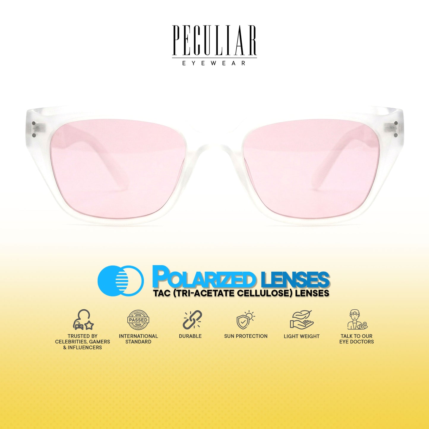 Peculiar Sol Cat Eye Sunglasses Polarized TAC UV400 & Anti-Rad Replaceable Frames for Men Women