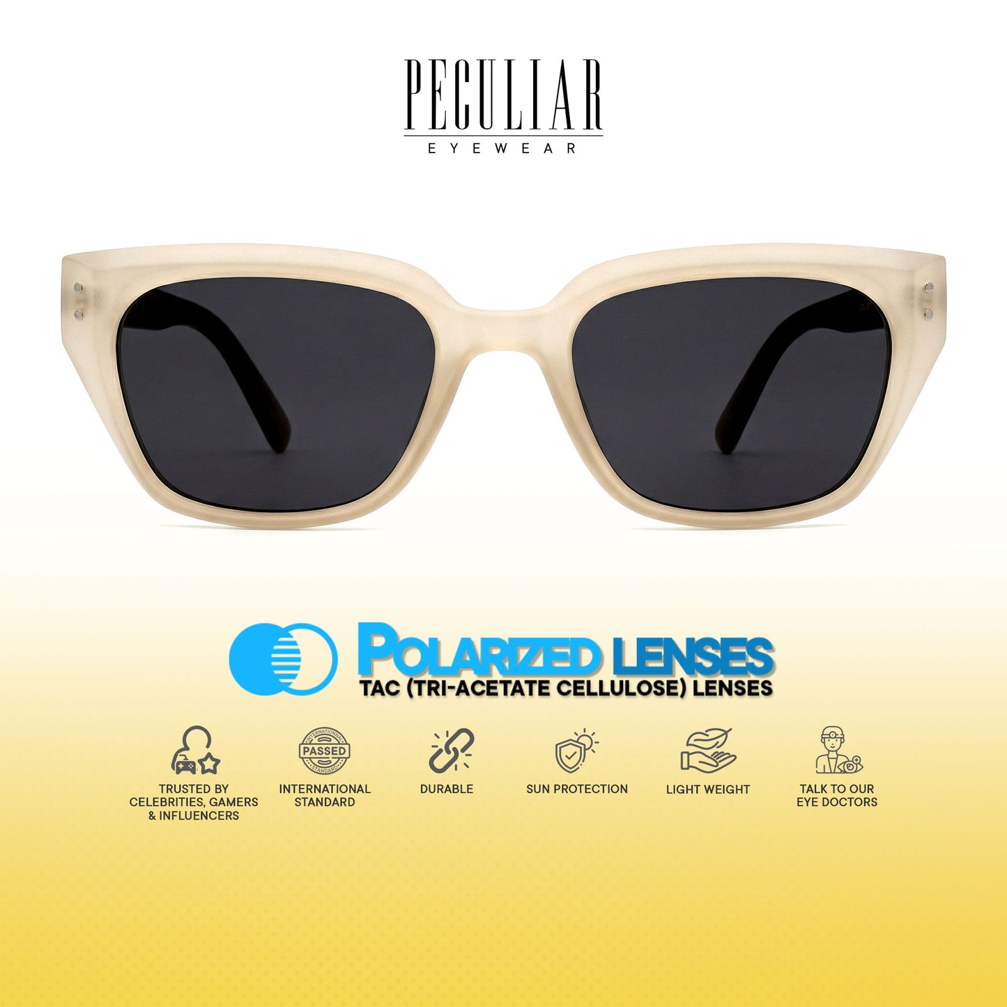 Peculiar Yujin Cat Eye Sunglasses Polarized TAC UV400 & Anti-Rad Replaceable Frames for Men Women