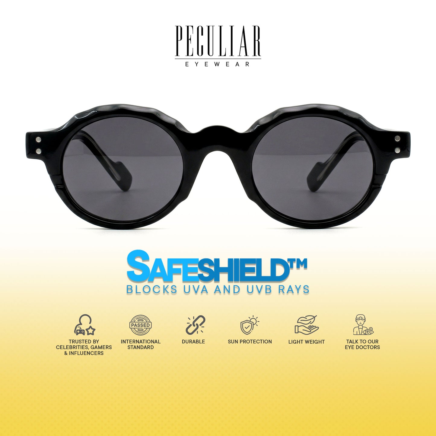 Peculiar Nari Round Sunglasses UV400 & Anti-Rad Replaceable Frames for Men Women