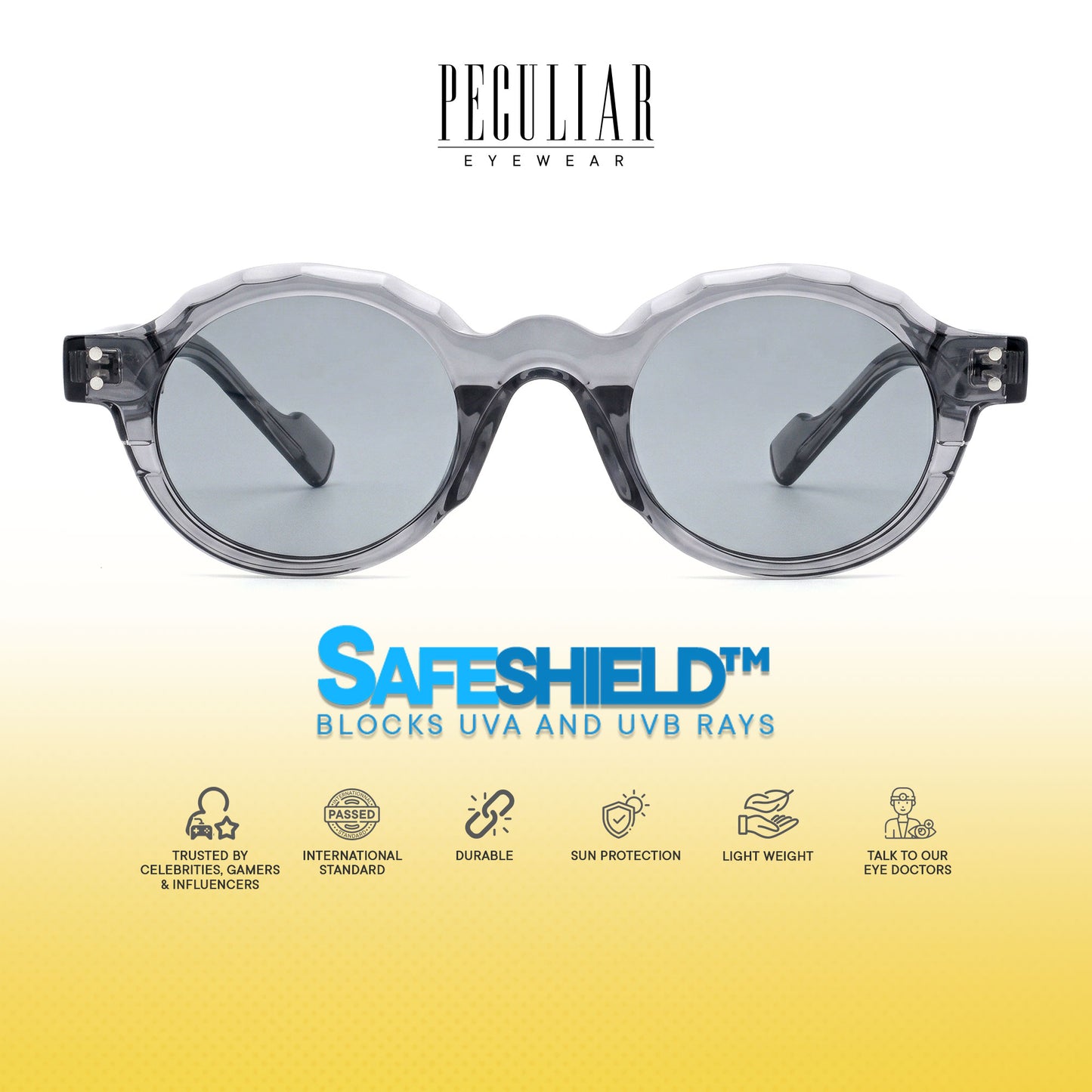 Peculiar Nari Round Sunglasses UV400 & Anti-Rad Replaceable Frames for Men Women