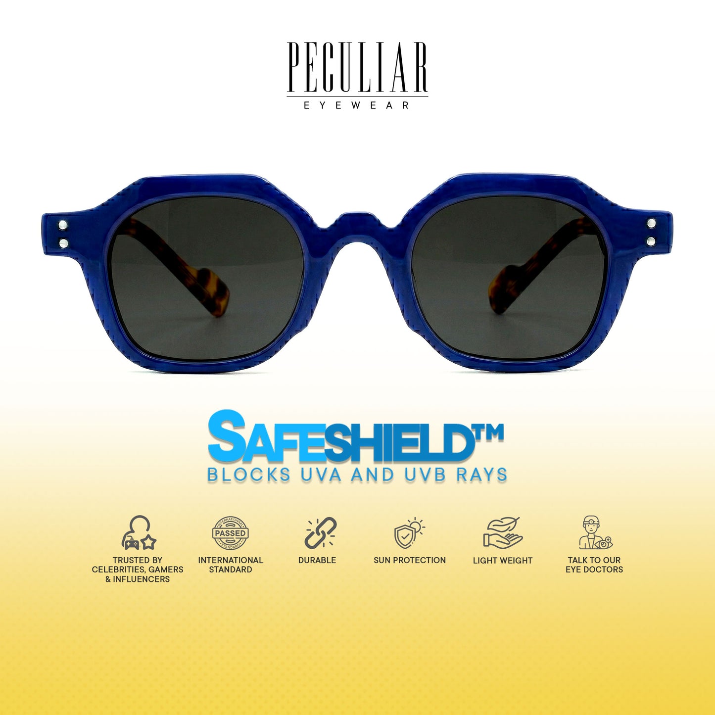 Peculiar Riko Square Sunglasses UV400 & Anti-Rad Replaceable Frames for Men Women