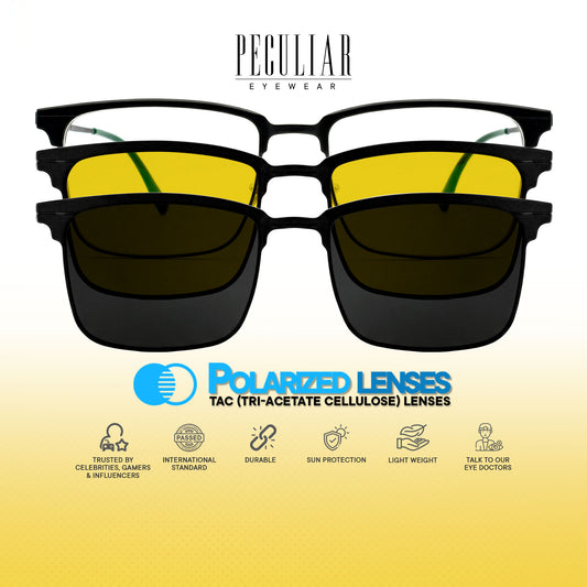 Peculiar Aoi Oval Titanium Magnetic Polarized Sunglasses & Anti-Radiation Blue Light Computer Lens