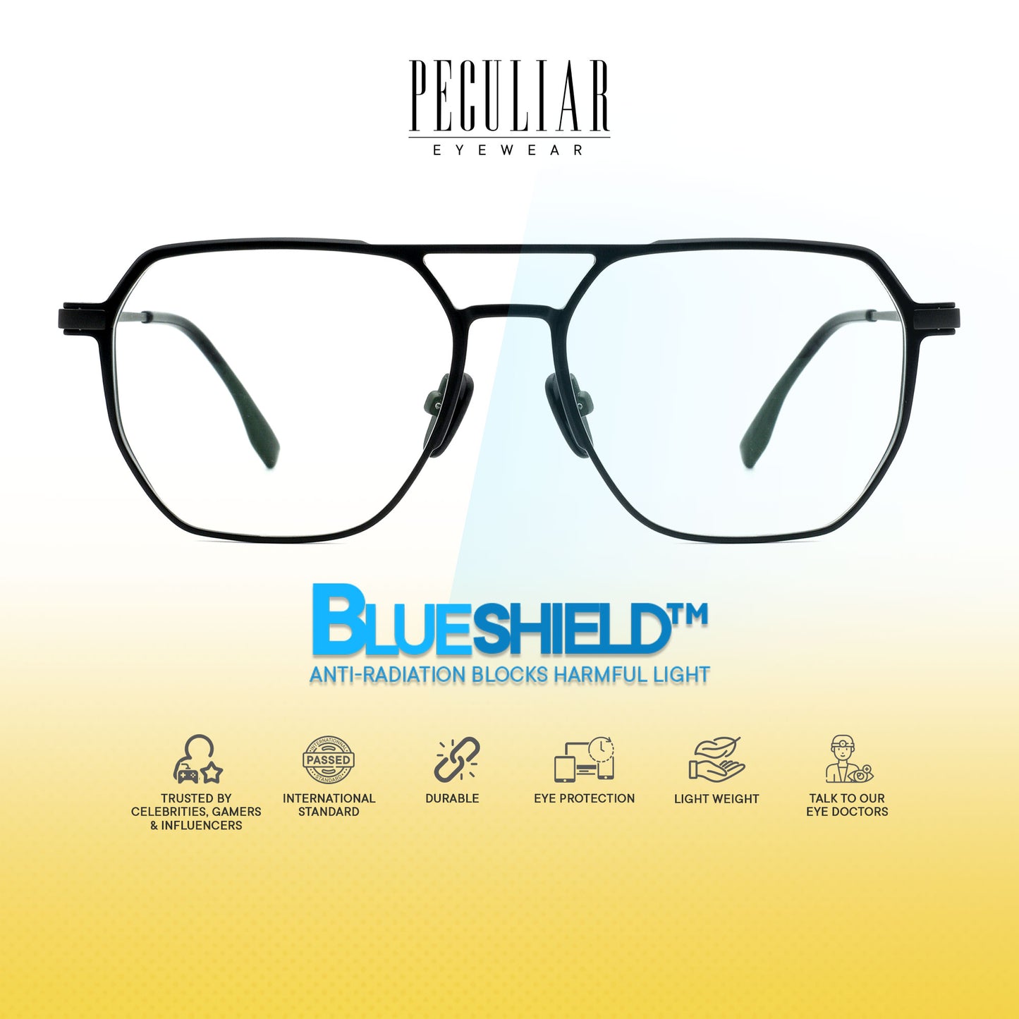 Peculiar Dasom Aviator Titanium Computer Glasses Anti Radiation Eyeglass Replaceable for Men Women