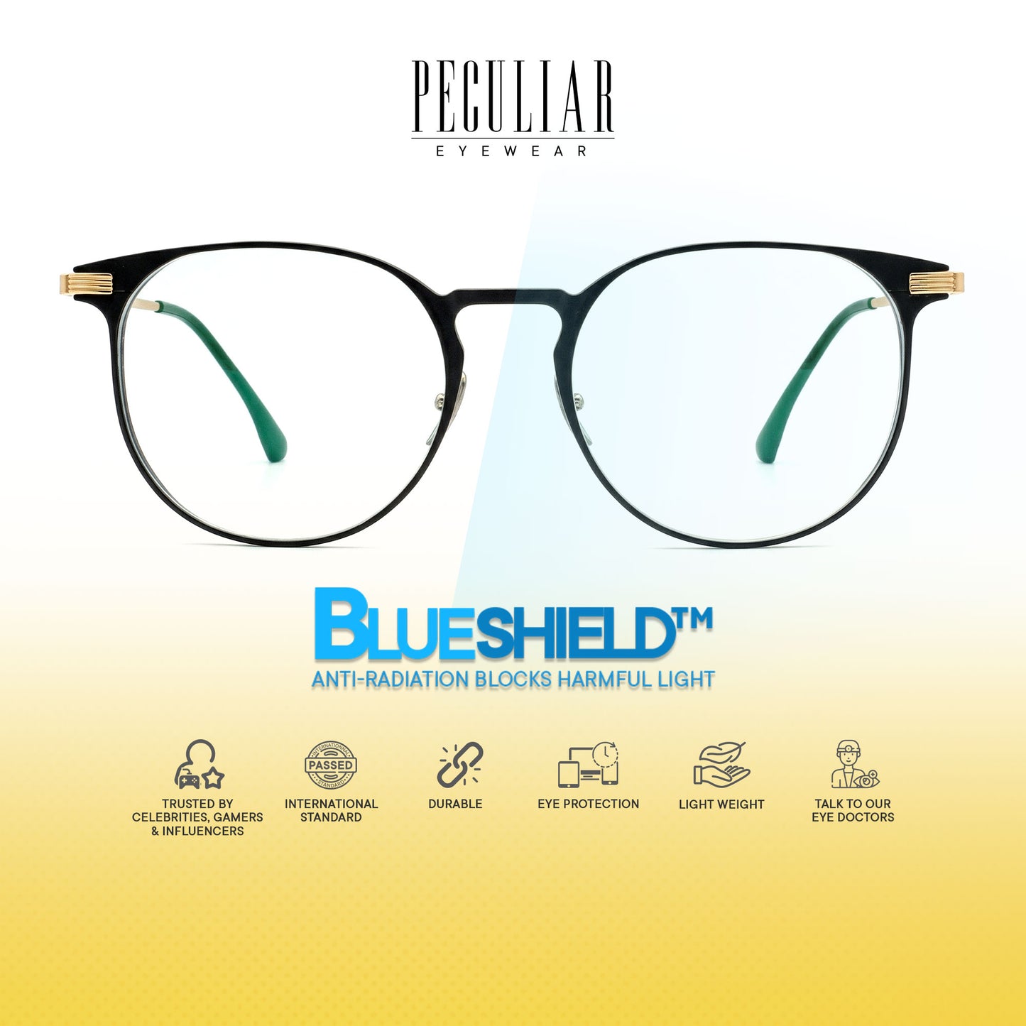 Peculiar Rio Round Titanium Computer Glasses Anti Radiation Eyeglass Replaceable for Men Women
