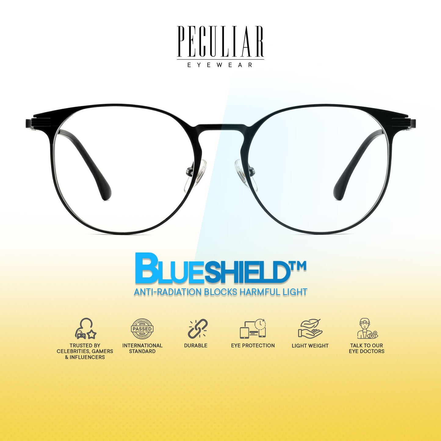 Peculiar Rio Round Titanium Computer Glasses Anti Radiation Eyeglass Replaceable for Men Women