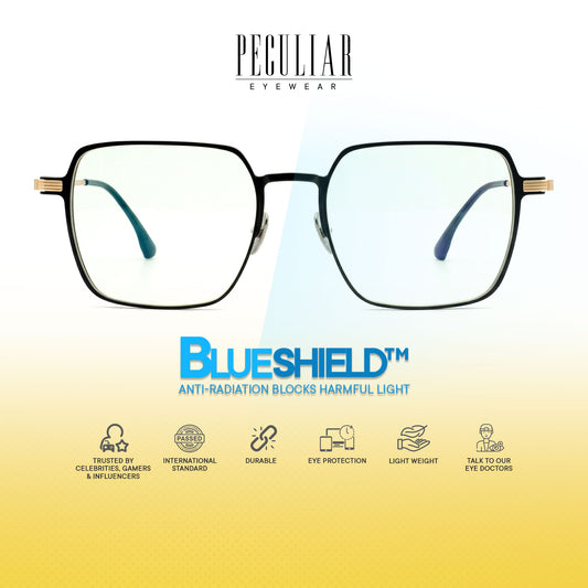 Peculiar Roy Square Titanium Computer Glasses Anti Radiation Eyeglass Replaceable for Men Women