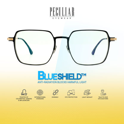 Peculiar Roy Square Titanium Computer Glasses Anti Radiation Eyeglass Replaceable for Men Women