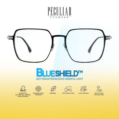 Peculiar Roy Square Titanium Computer Glasses Anti Radiation Eyeglass Replaceable for Men Women