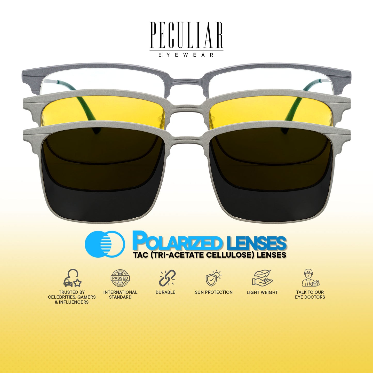 Peculiar Aoi Oval Titanium Magnetic Polarized Sunglasses & Anti-Radiation Blue Light Computer Lens