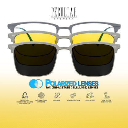 Peculiar Aoi Oval Titanium Magnetic Polarized Sunglasses & Anti-Radiation Blue Light Computer Lens
