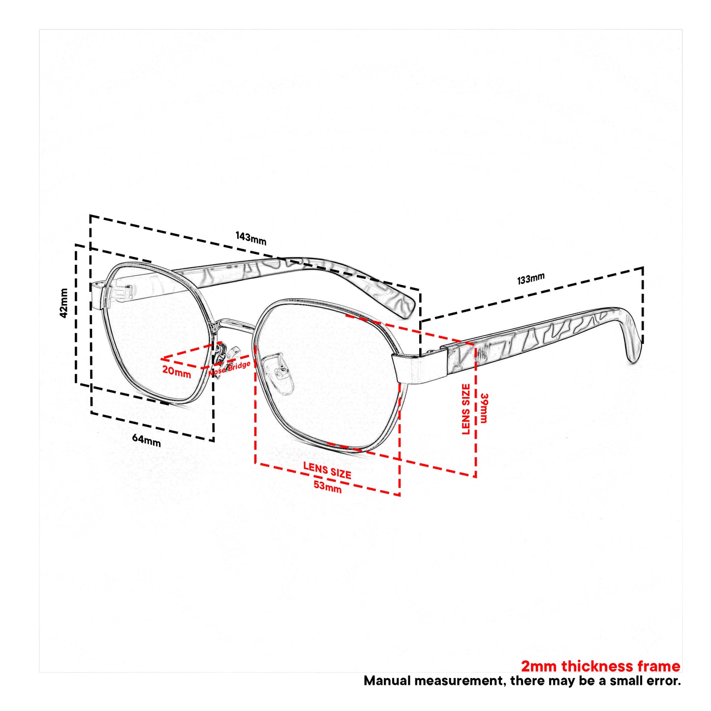 Peculiar Dana Hexagon Sunglasses Polarized TAC UV400 & Anti-Rad Replaceable Frames for Men Women
