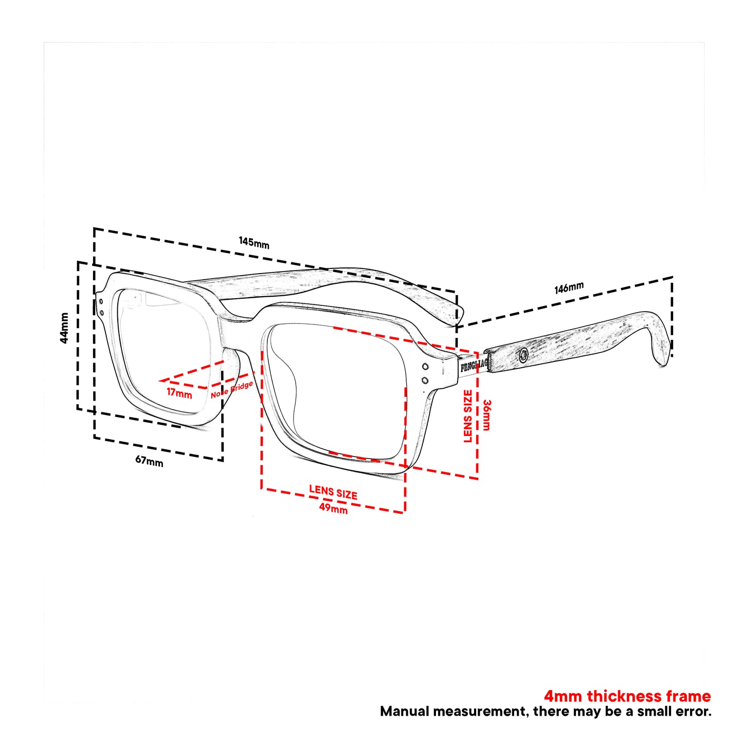Peculiar Hina Rectangle Sunglasses Polarized TAC UV400 & Anti-Rad Replaceable Frames for Men Women