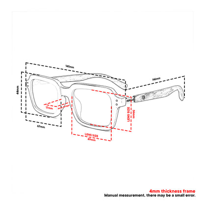 Peculiar Hina Rectangle Sunglasses Polarized TAC UV400 & Anti-Rad Replaceable Frames for Men Women