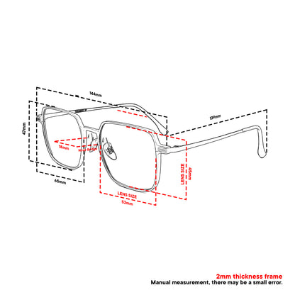 Peculiar Roy Square Titanium Computer Glasses Anti Radiation Eyeglass Replaceable for Men Women
