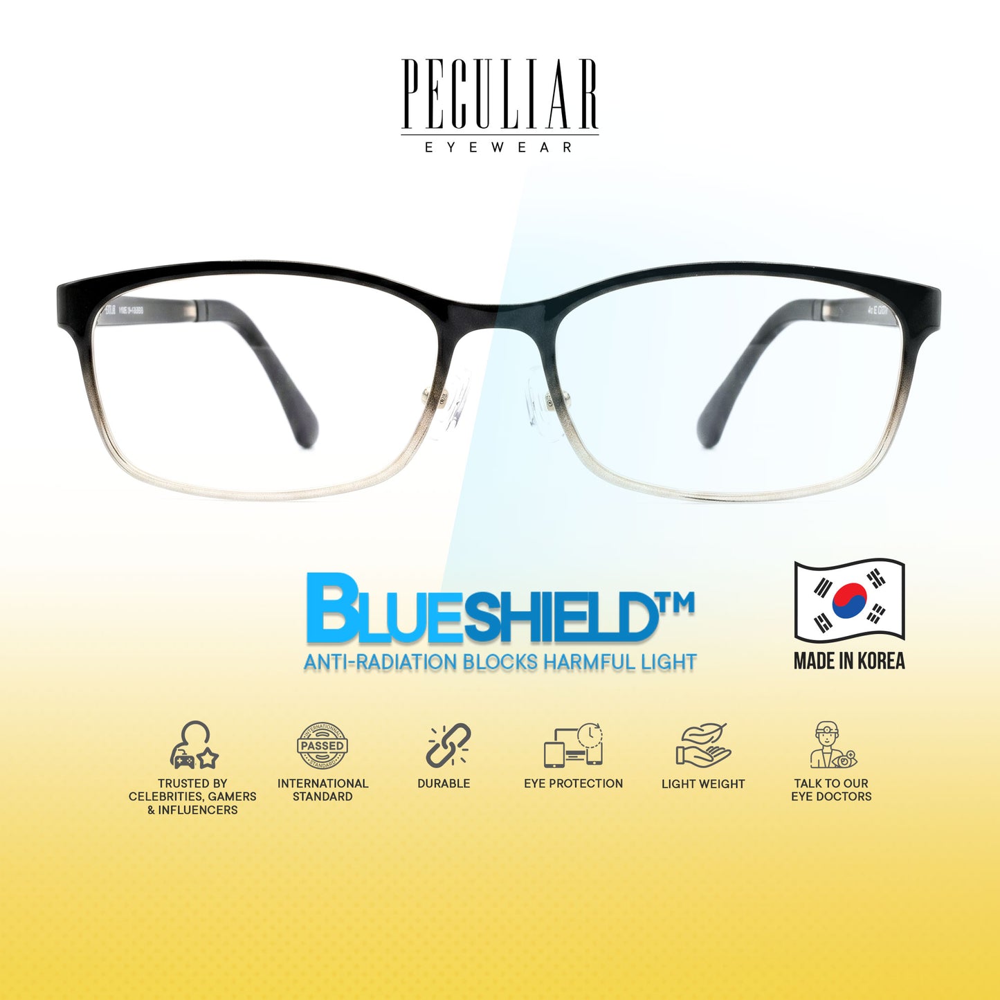 Peculiar Jimin Square BIO-Plastic Super Flex Computer Anti-Radiation Replaceable Lens Eyeglasses