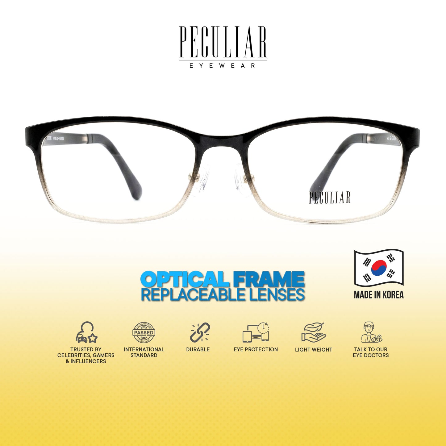 Peculiar Jimin Square BIO-Plastic Super Flex Computer Anti-Radiation Replaceable Lens Eyeglasses