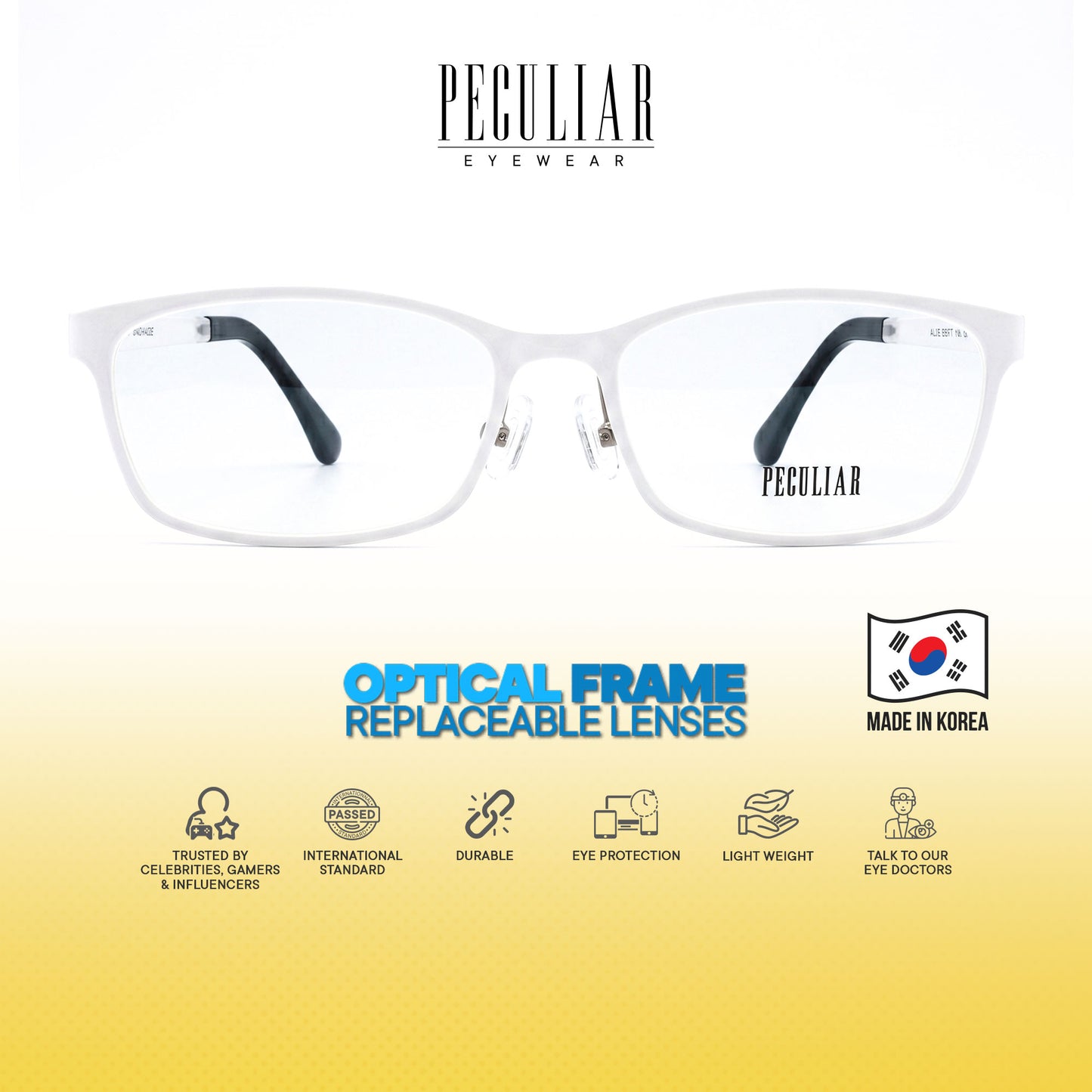 Peculiar Jimin Square BIO-Plastic Super Flex Computer Anti-Radiation Replaceable Lens Eyeglasses
