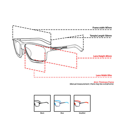 Peculiar Kwan Rectangle Rider Computer Anti-Radiation Photochromic Transition Pro Replaceable Lens Eyeglasses