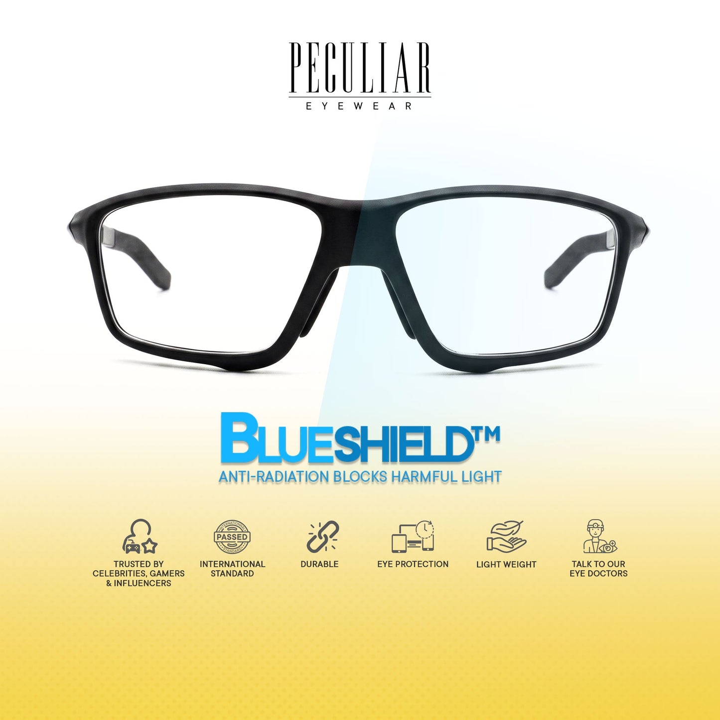 Peculiar Kwan Rectangle Rider Computer Anti-Radiation Photochromic Transition Pro Replaceable Lens Eyeglasses