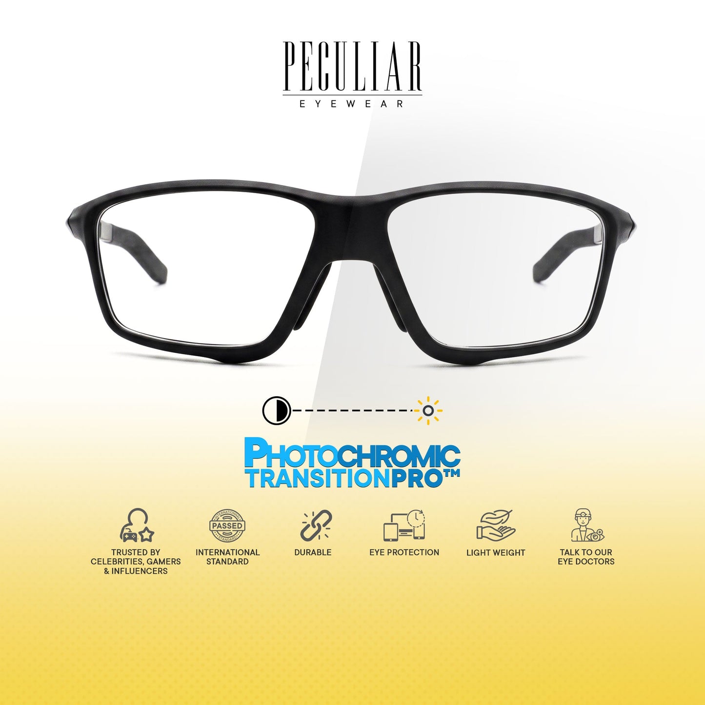 Peculiar Kwan Rectangle Rider Computer Anti-Radiation Photochromic Transition Pro Replaceable Lens Eyeglasses