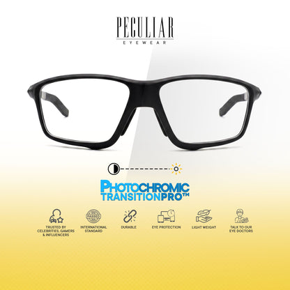 Peculiar Kwan Rectangle Rider Computer Anti-Radiation Photochromic Transition Pro Replaceable Lens Eyeglasses