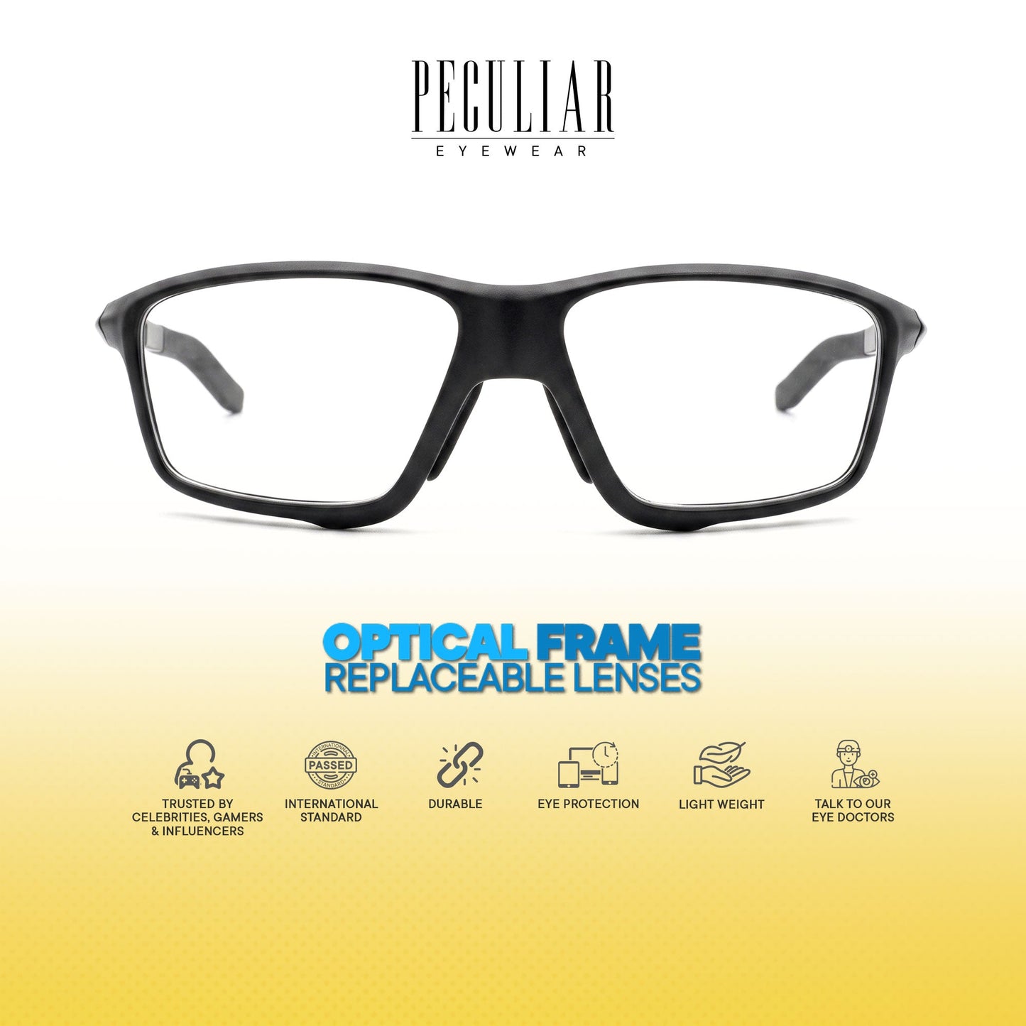 Peculiar Kwan Rectangle Rider Computer Anti-Radiation Photochromic Transition Pro Replaceable Lens Eyeglasses