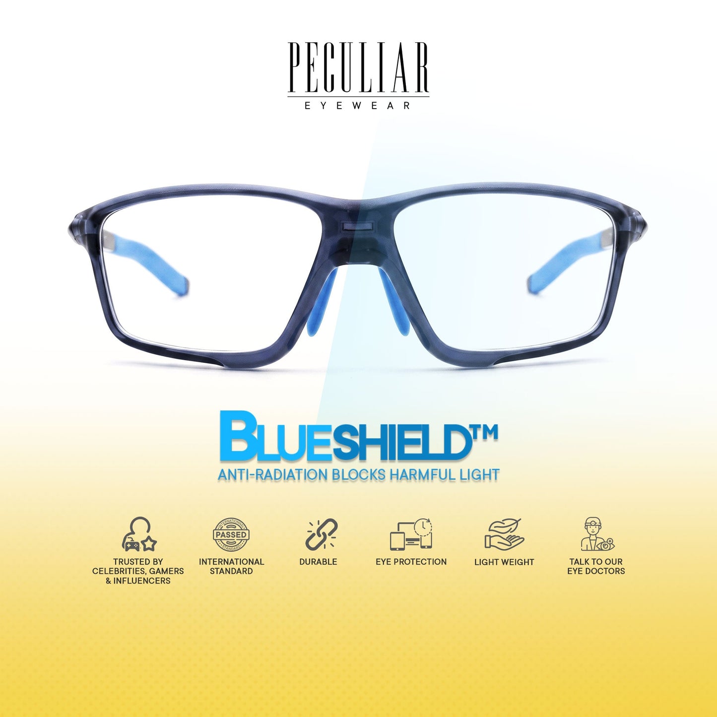 Peculiar Kwan Rectangle Rider Computer Anti-Radiation Photochromic Transition Pro Replaceable Lens Eyeglasses
