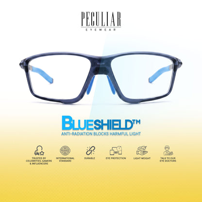 Peculiar Kwan Rectangle Rider Computer Anti-Radiation Photochromic Transition Pro Replaceable Lens Eyeglasses