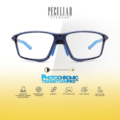 Peculiar Kwan Rectangle Rider Computer Anti-Radiation Photochromic Transition Pro Replaceable Lens Eyeglasses