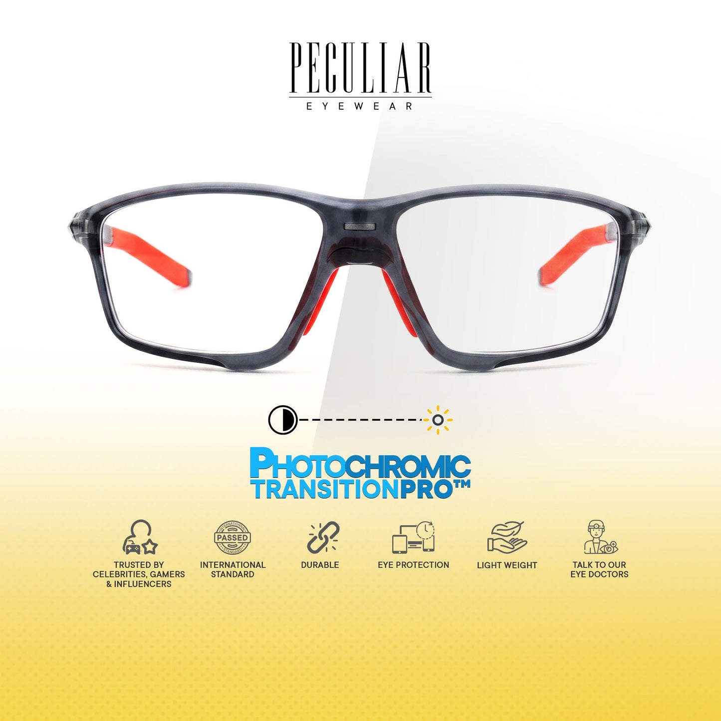 Peculiar Kwan Rectangle Rider Computer Anti-Radiation Photochromic Transition Pro Replaceable Lens Eyeglasses