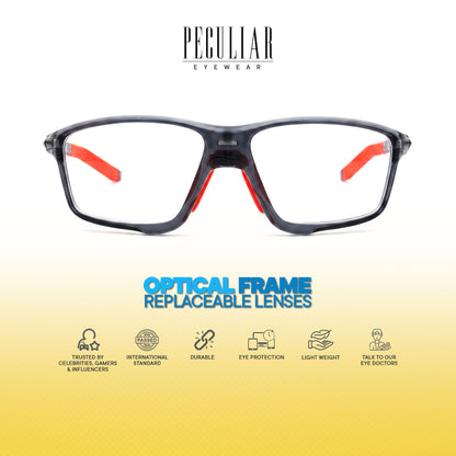 Peculiar Kwan Rectangle Rider Computer Anti-Radiation Photochromic Transition Pro Replaceable Lens Eyeglasses